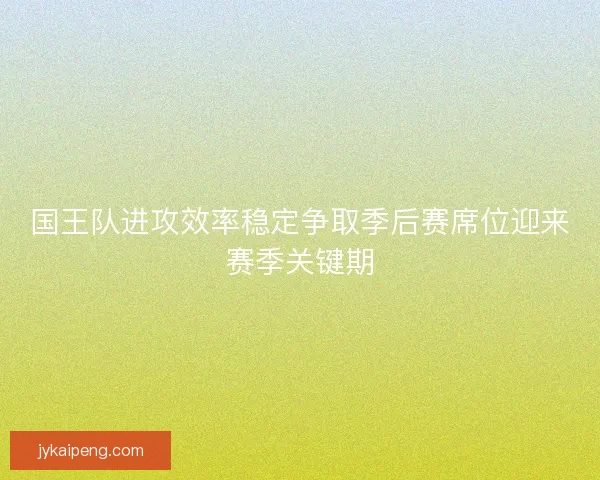 国王队进攻效率稳定争取季后赛席位迎来赛季关键期